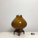Mid-Century Modern 1960s-70s Table Lamp, Amber Glass Shade and Metal Base