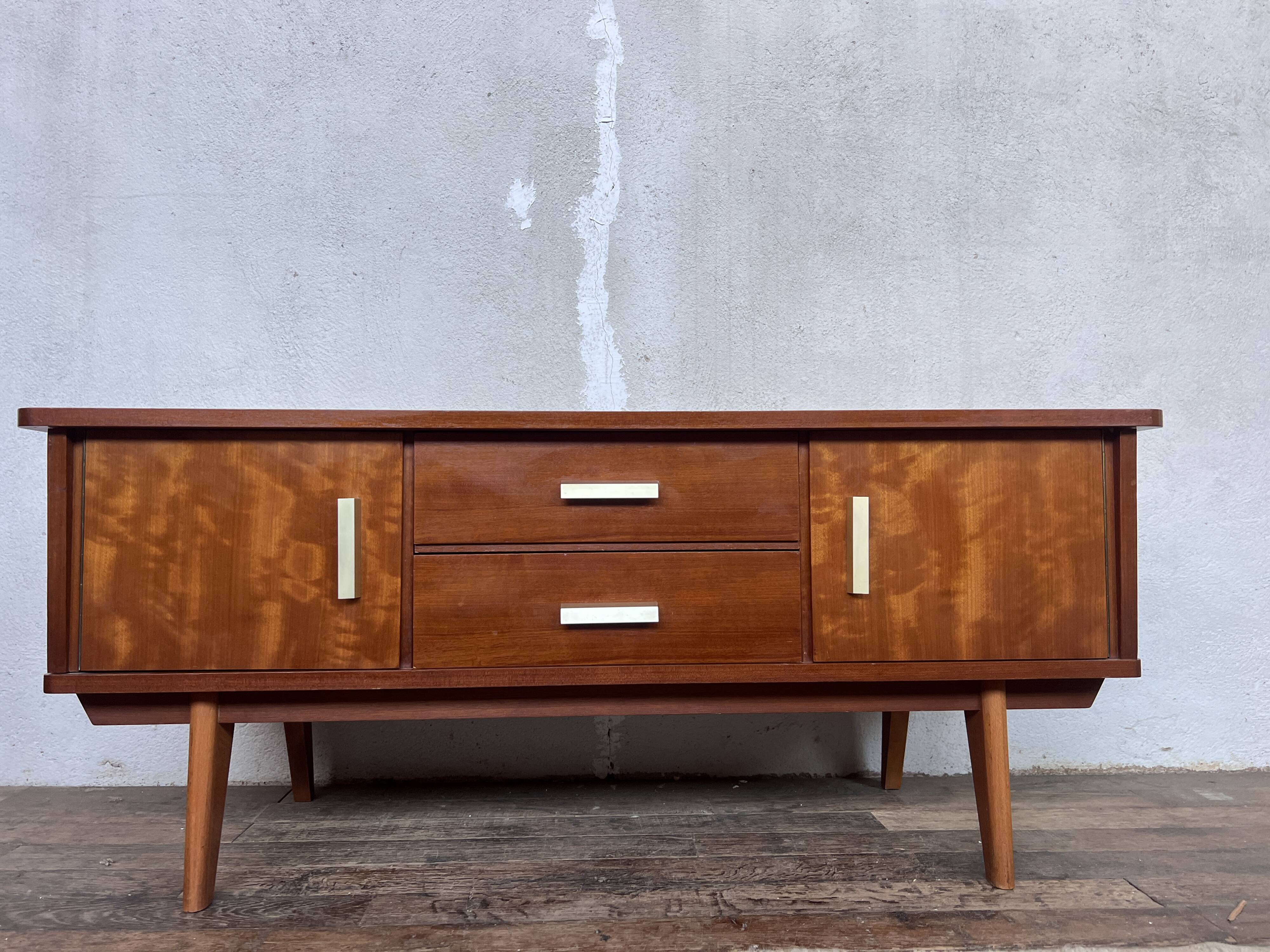 TV cabinet - hifi - vintage sideboard - teak - 50/60 - compass feet