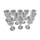 Set of 12 white wine glasses in chiseled crystal