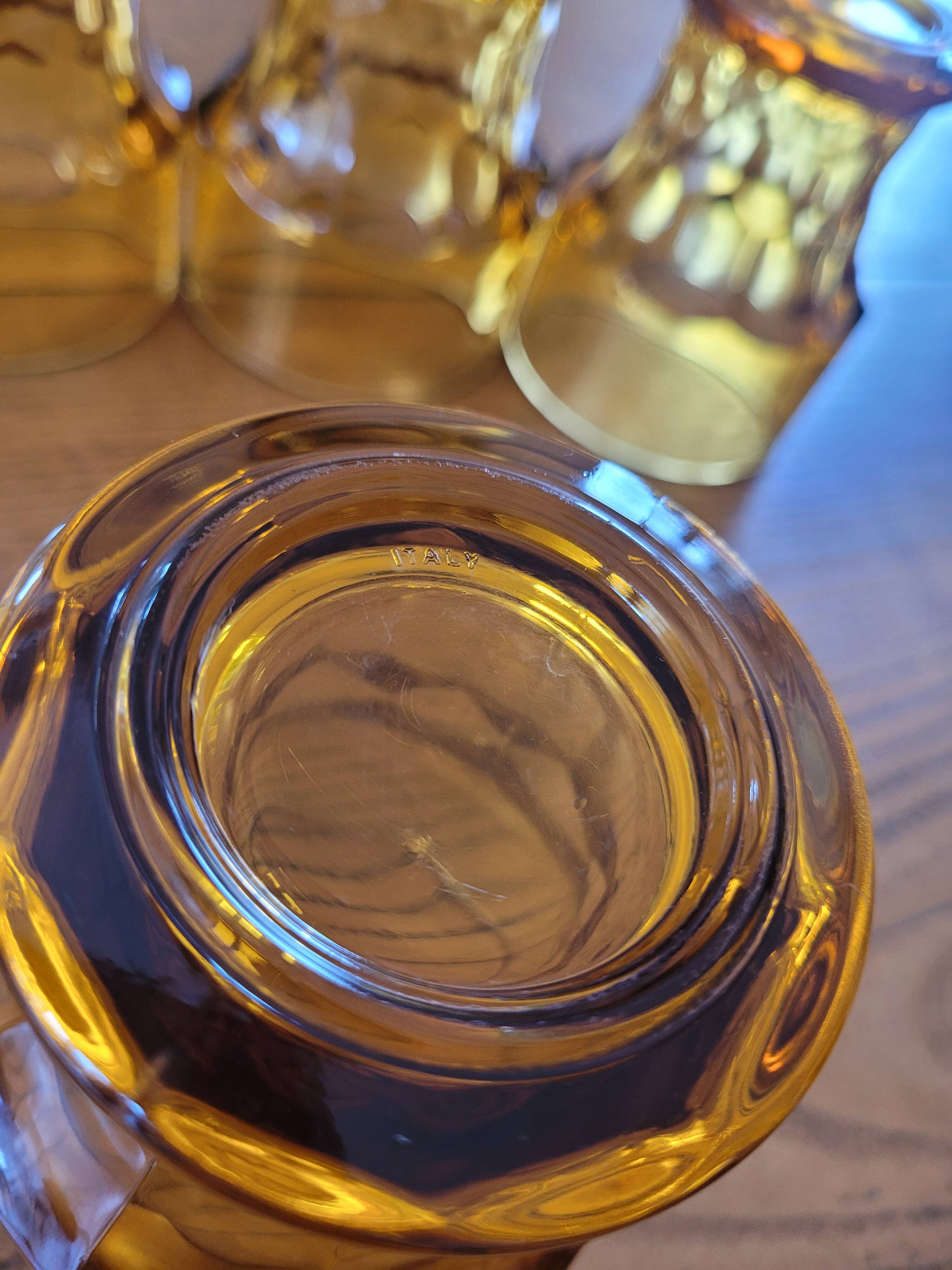 Lot de 4 verres ambrés vintage, Italy