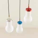 Italian pendant lamp with “lattimo” Murano glass shades, mid century modern