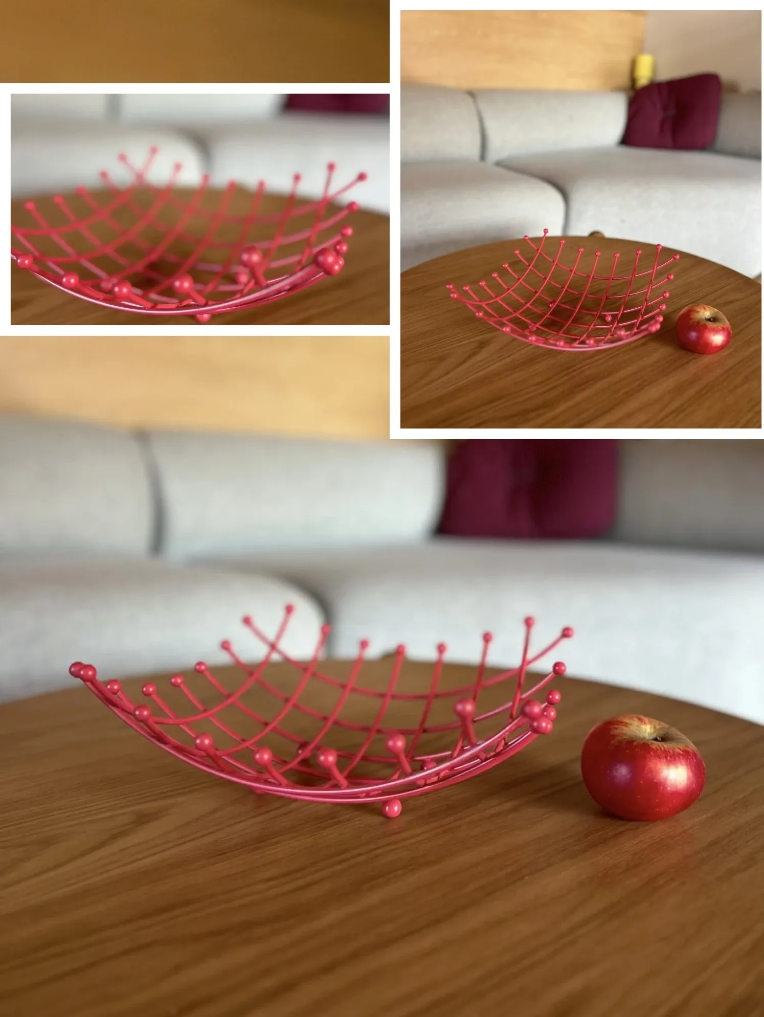 Fuchsia red metal fruit bowl Trådig IKEA Ehlén Johansson