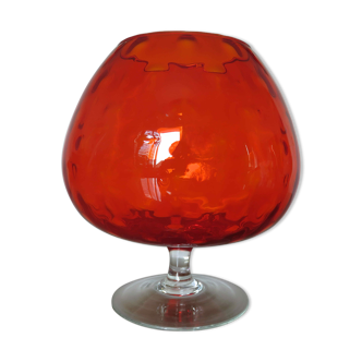 Vase Italy in textured orange glass 60s 70s