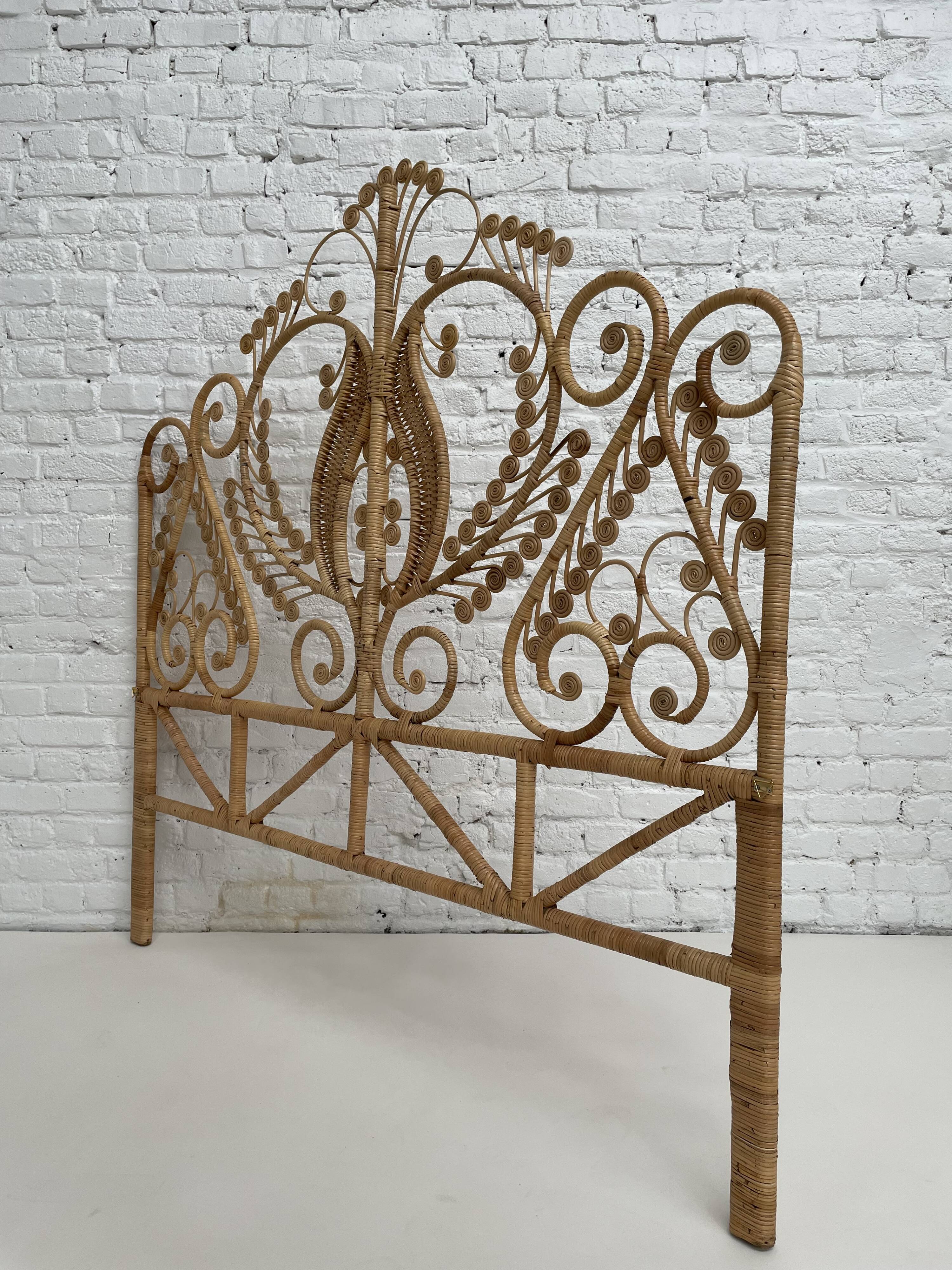 Peacock style rattan headboard