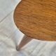Vintage Scandinavian bean side table with wooden tapered legs.