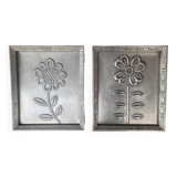 Pair of embossed flower paintings