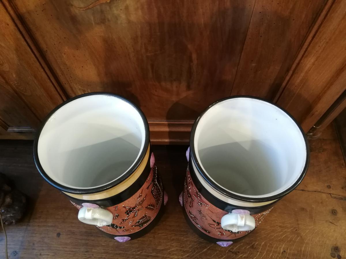 Pair of vases Egyptomania porcelain of Bayeux
