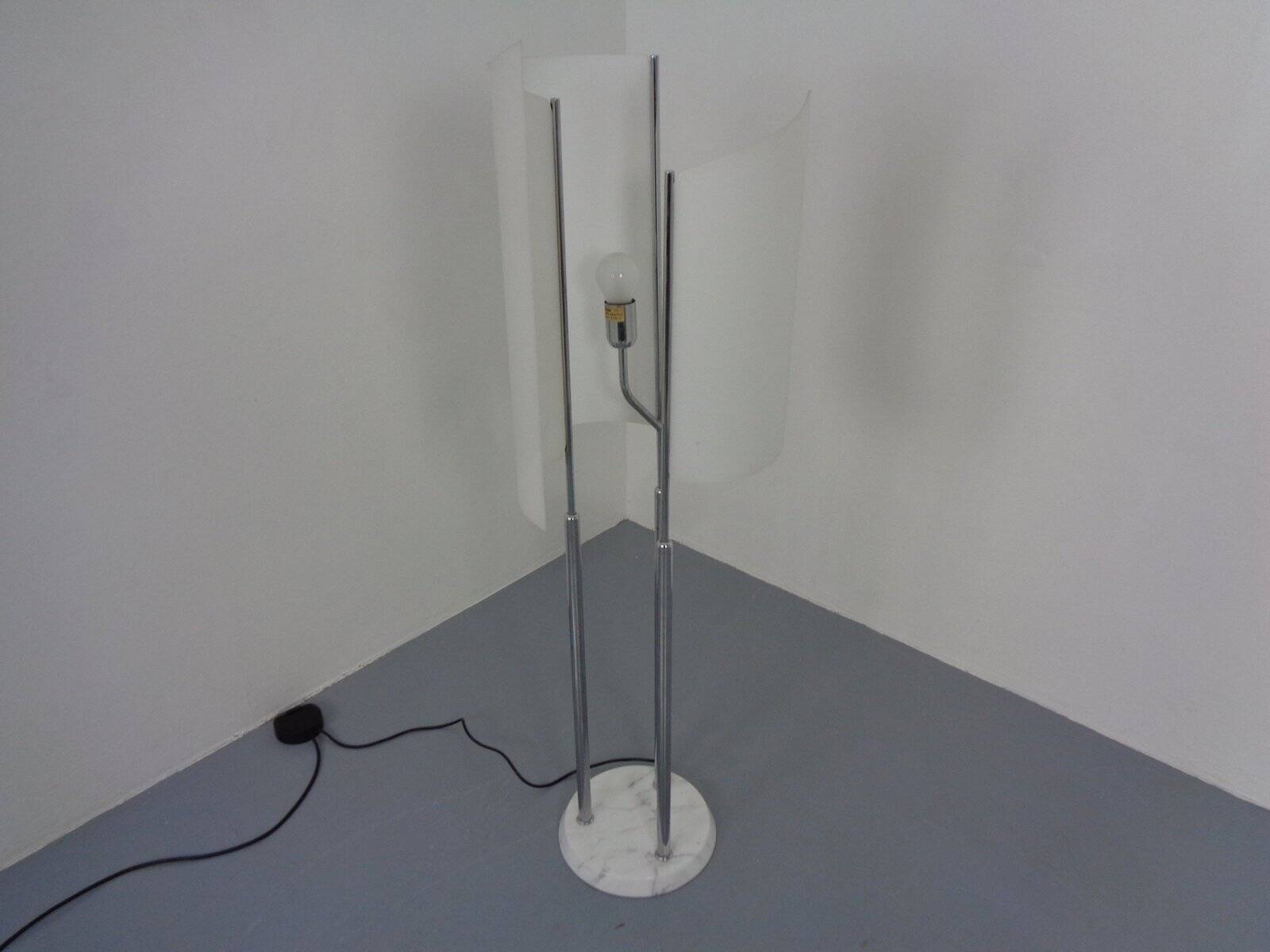Arianna Floor Lamp in Marble and Handblown Glass by Bruno Gecchelin for Oluce, Italy, 1970s