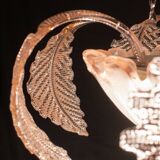 Pink Art Decò Barovier e Toso "Fountain" Pendant Light, Murano Glass, 1940s