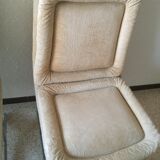 Set of 4 chairs in cream velvet seventies