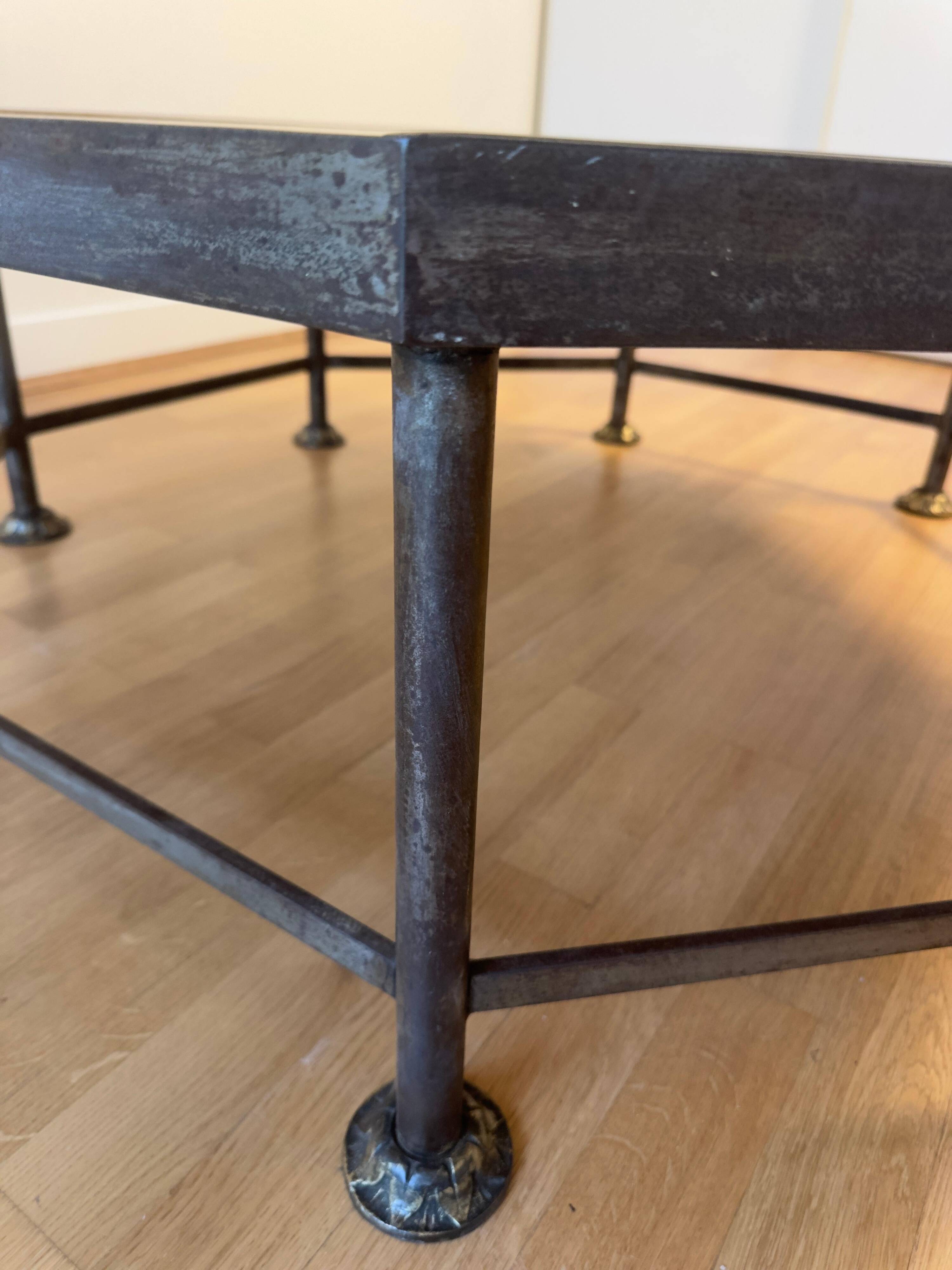 French Octagonal Travertine Coffee Table in the Style of Maison Jansen, 1960s