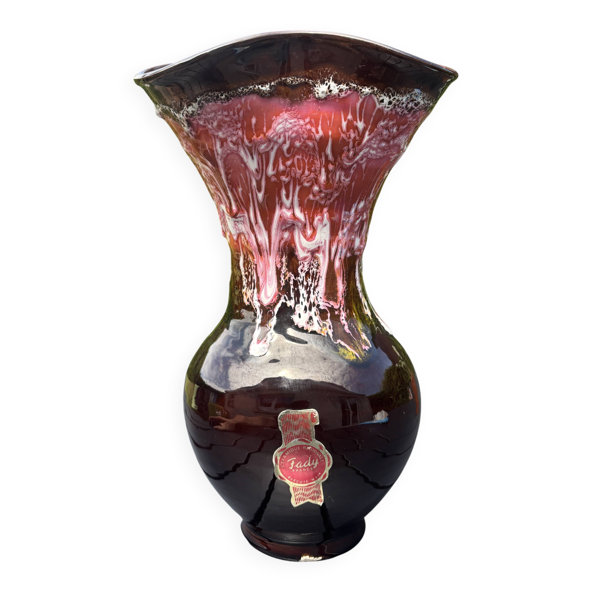 Vase Fady, nuances de rouge, fait main