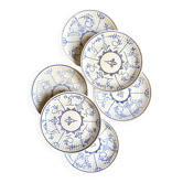 6 Boch La Louvière blue glazed earthenware bread plates, "Copenhagen" service - 1920s-30s