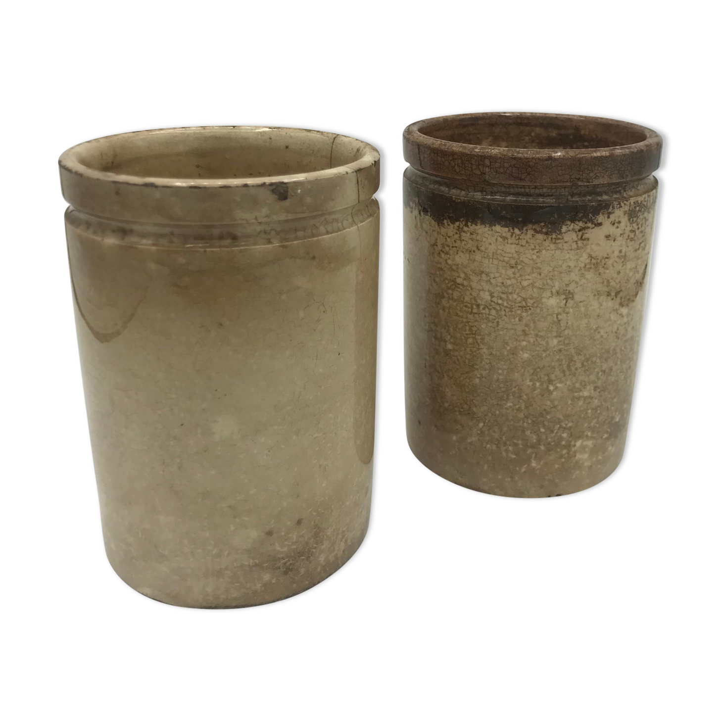 Set of 2 old ceramic jam jars