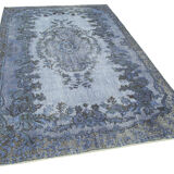 Hand-knotted vintage turkish 1970s 175 cm x 284 cm blue carpet