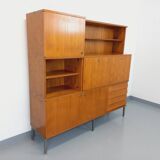 Louis Paolozzi modernist teak bookcase and secretary storage unit
