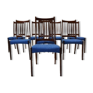 8 chaises de salle à manger danoises arne hovmand olsen en teck et en tissu