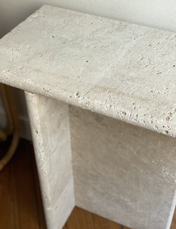 Travertine stone side table