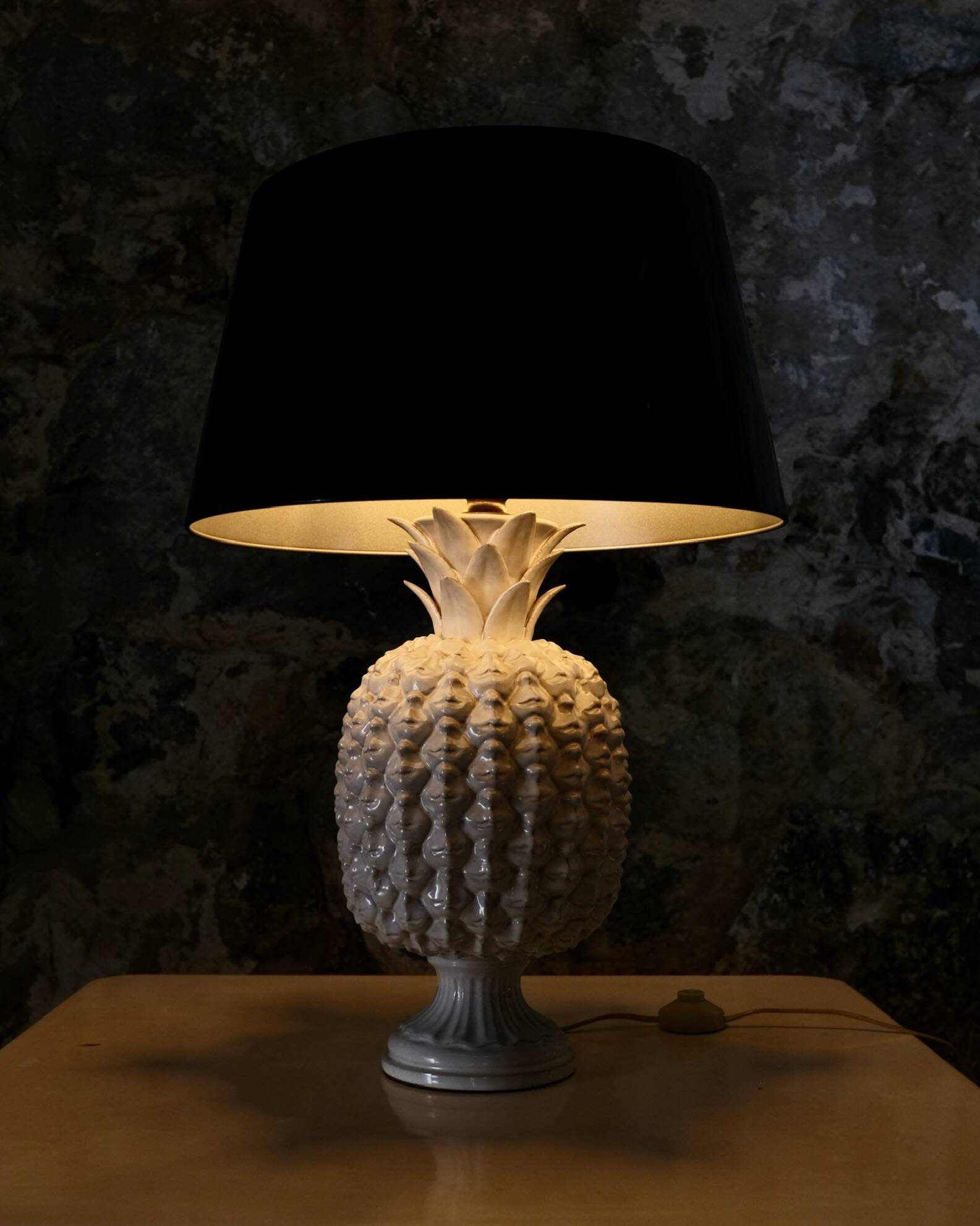 Large ceramic pineapple lamp base, Italy, 1980s