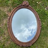 Old wood carved mirror 51 x 37