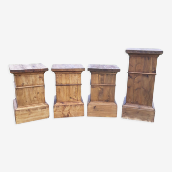 4 socles colonnes en bois pin