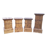 4 pine wood column bases