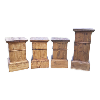 4 socles colonnes en bois pin