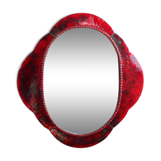 Old ceramic bohemian mirror 60 72x69cm