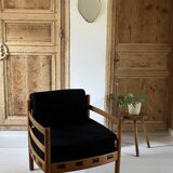 Scandinavian lounge chair COJA in wood and leather, 1960s