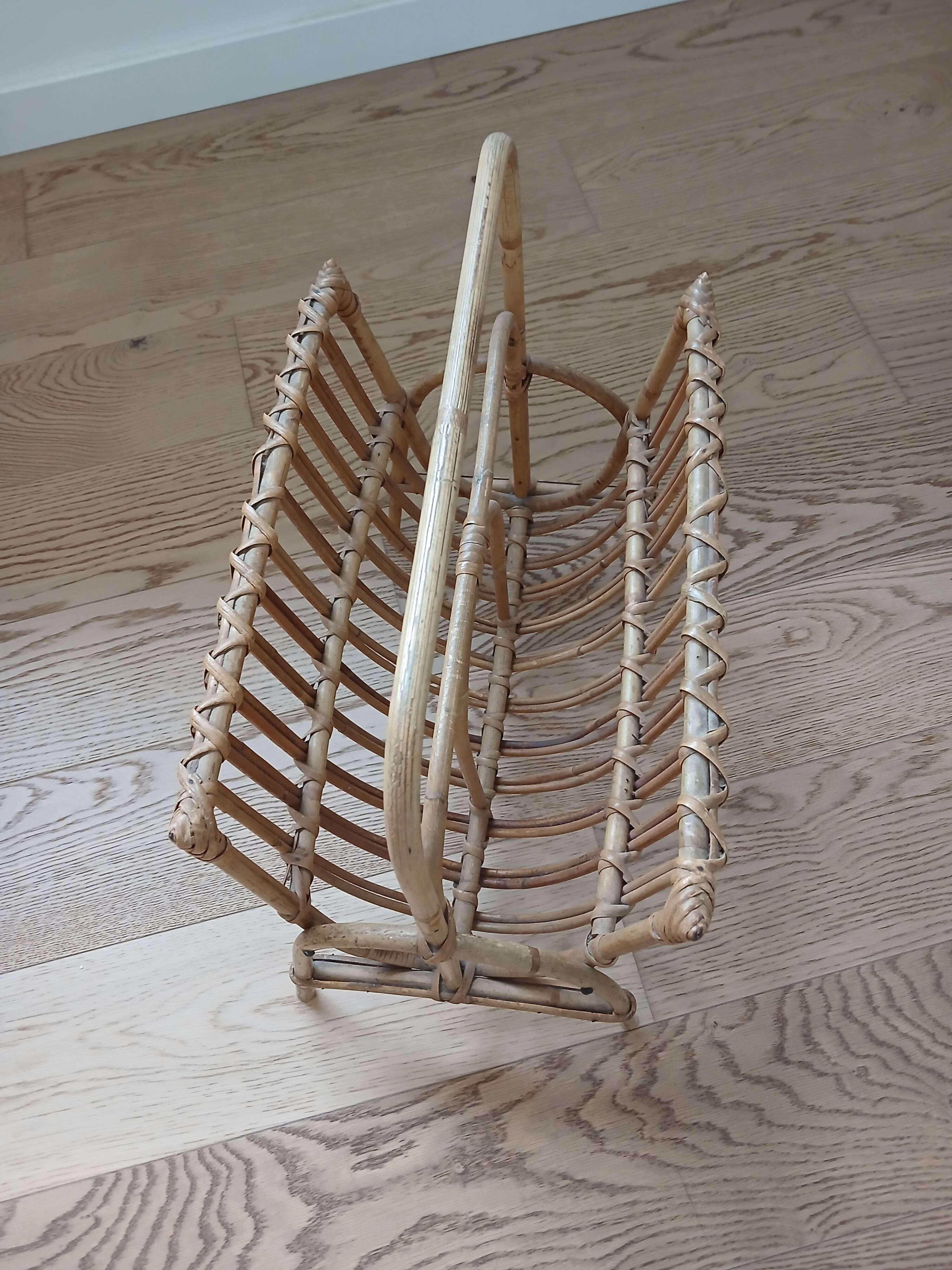 Rattan magazine rack