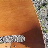 Pair of tonneau chairs by Pierre Guariche plywood base tubes 1954