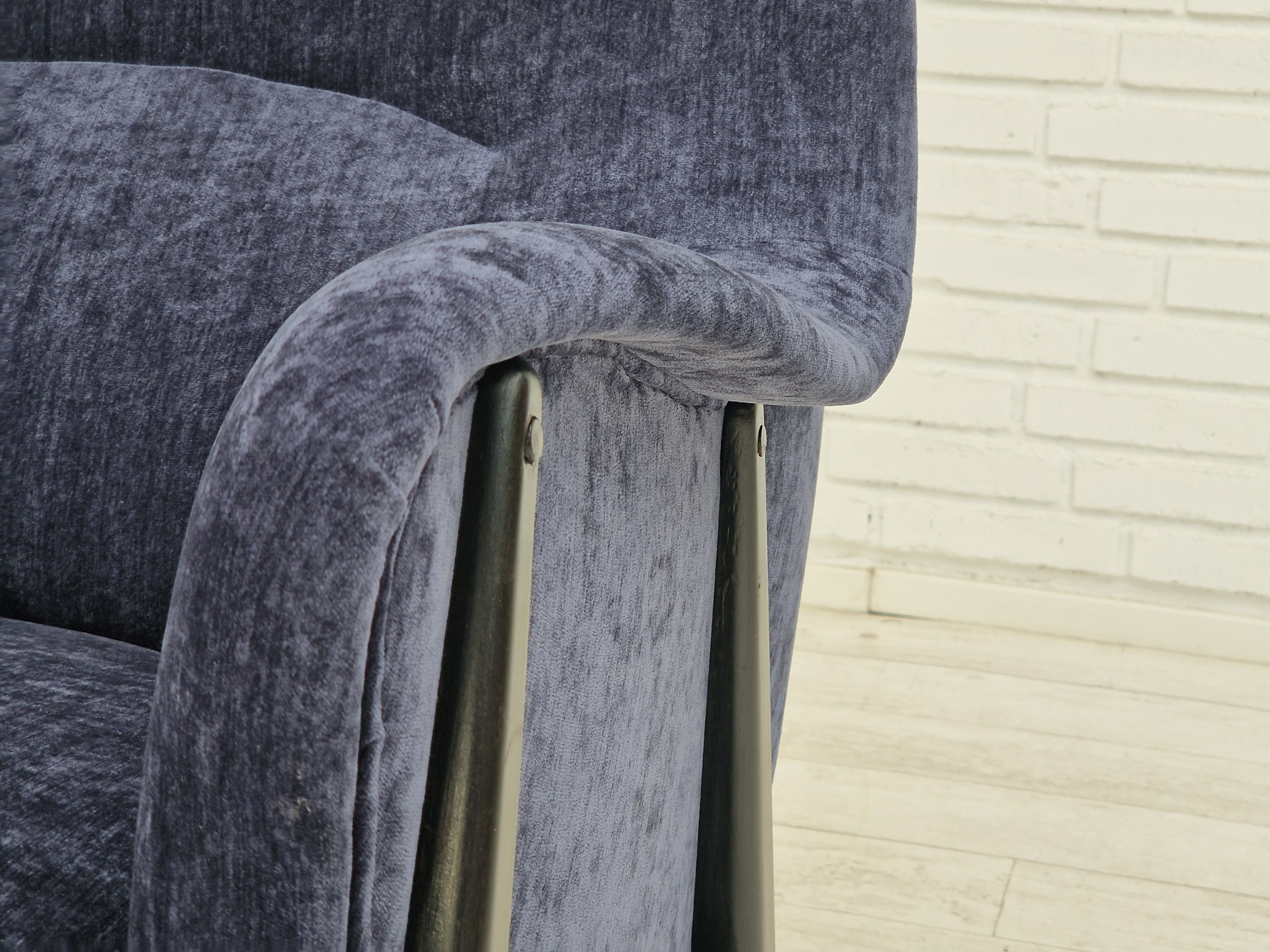 1960s, Swedish design, refurbished high-back armchair, vintage velour