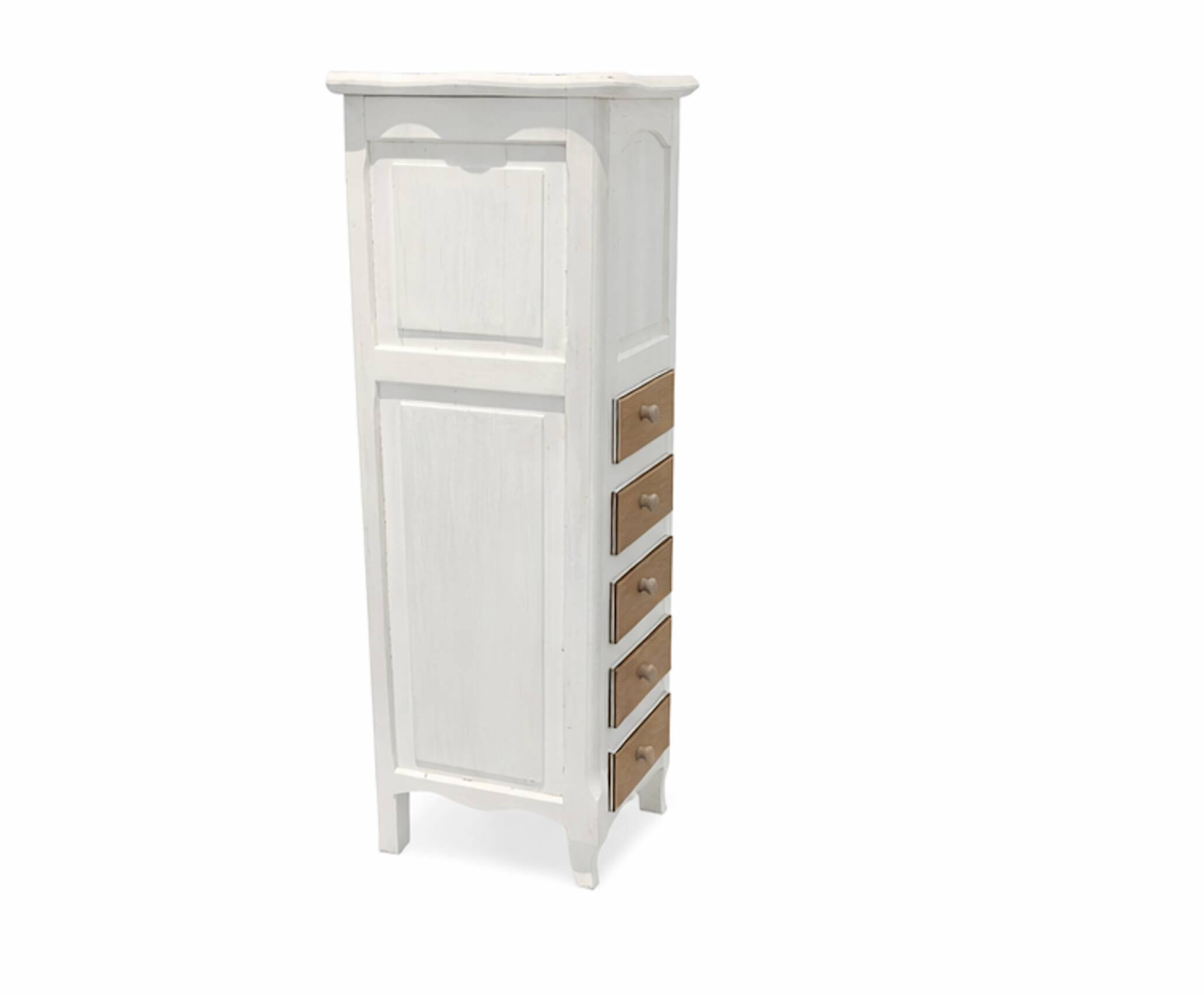 Antique patinated chest of drawers – 5 drawers – oak parquet top