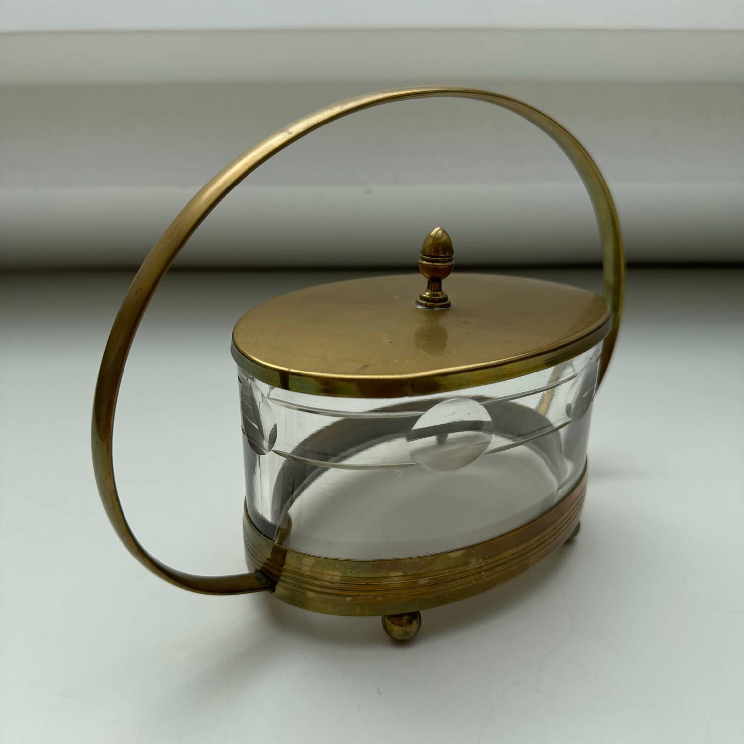 Crystal brass sugar bowl
