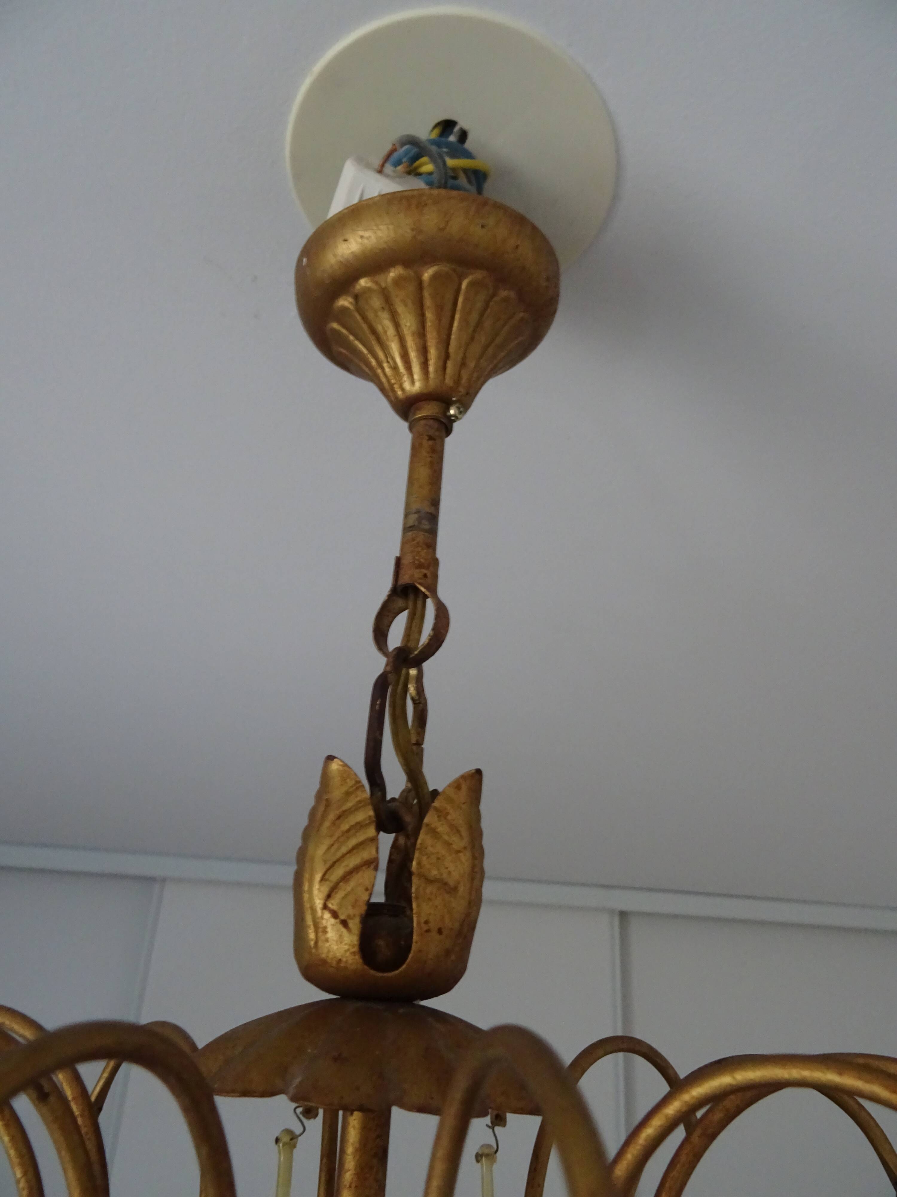 Murano glass and gilded metal drop chandelier, 1950s-1960s