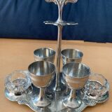 Old serving for boiled eggs with 4 metal cockroaches