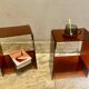 Pair of vintage smoked brown plexiglass side tables
