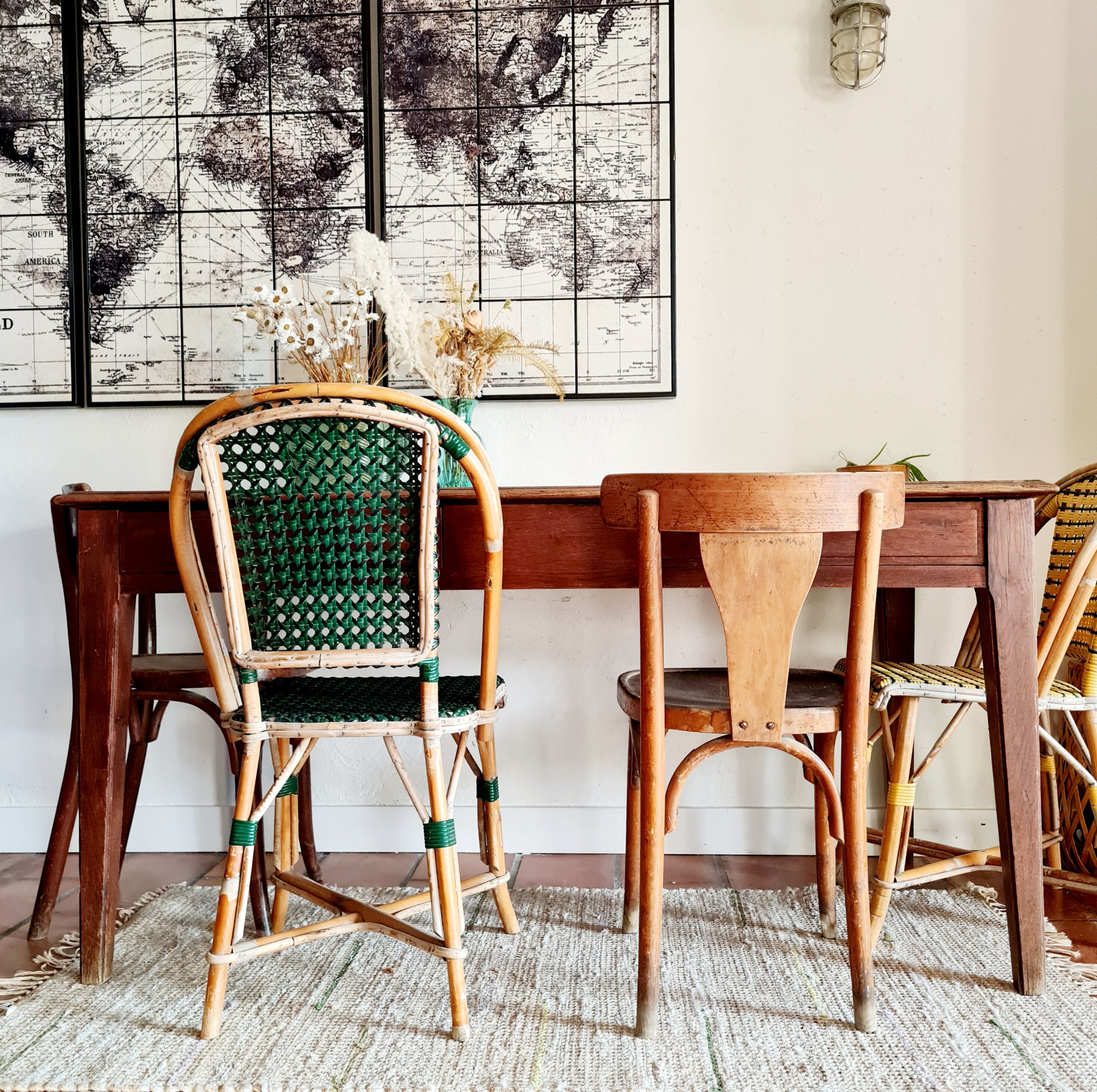 Old farmhouse table compass legs
