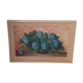 Tableau signé bouquet d'hortensia années 30/40