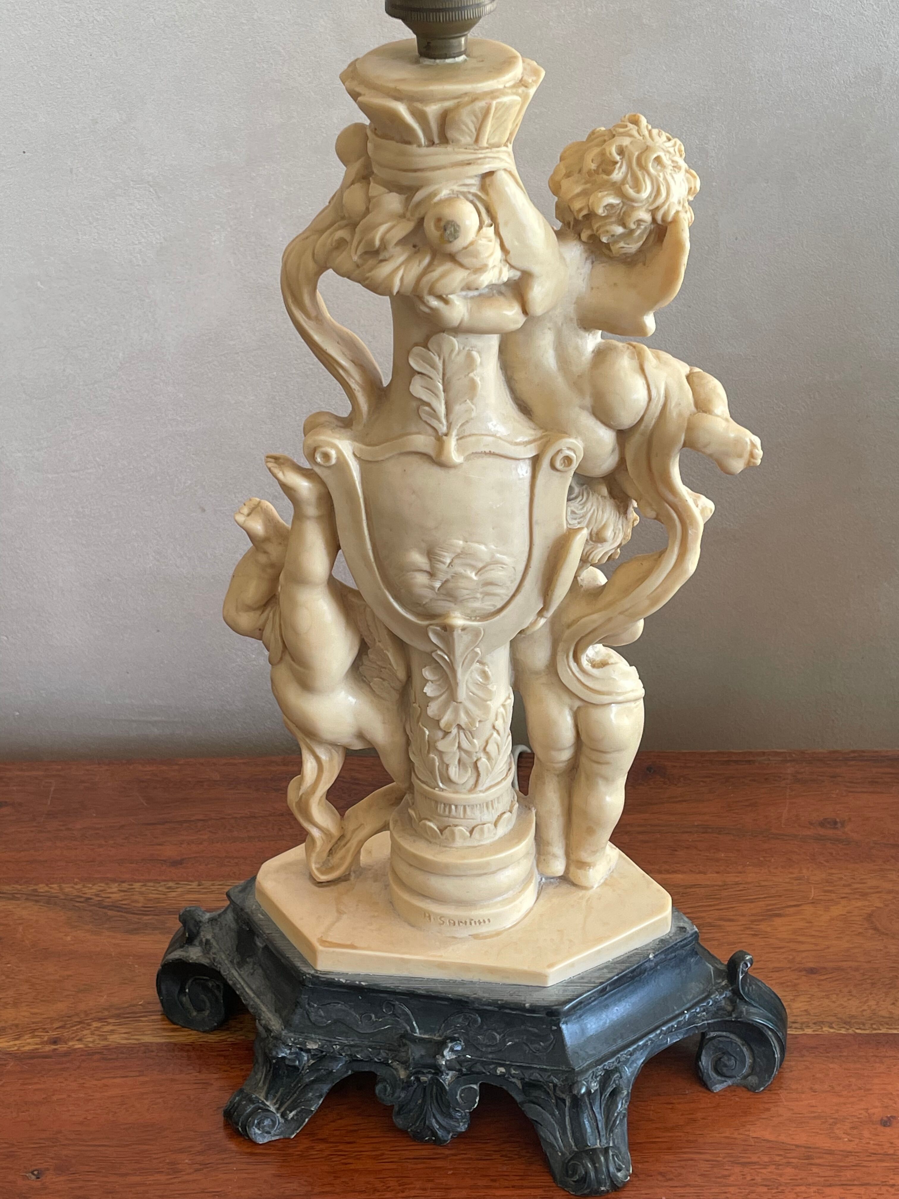 Lamp foot decorations cherubs in Santini resin
