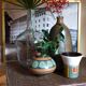 Table-desserte d'appoint en rotin ancienne