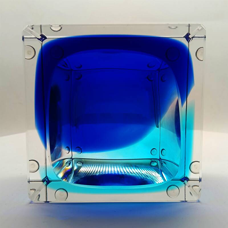 1970s Square Ashtray or Catch-all in Murano Glass by Flavio Poli.