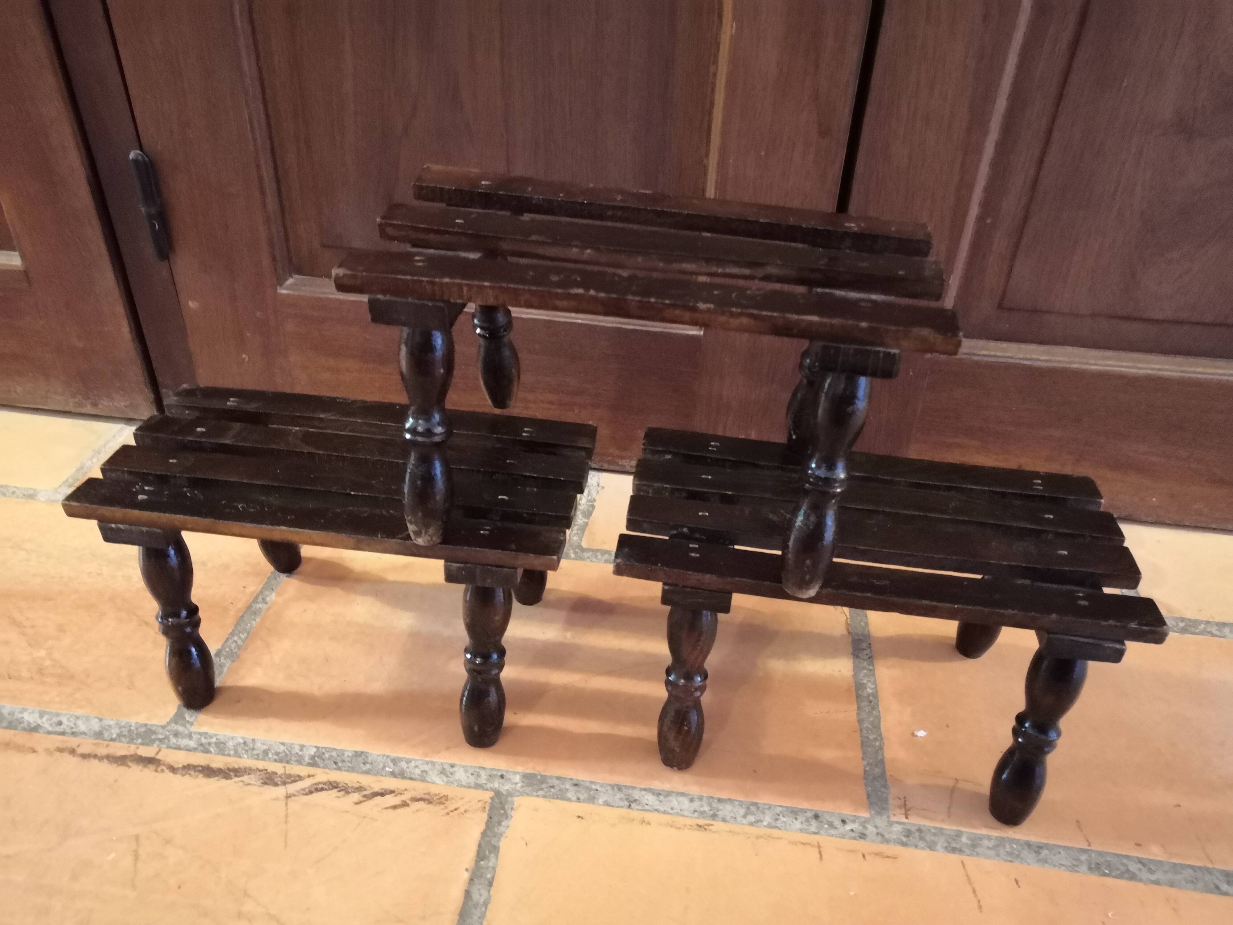 Step foot rest wooden foot stool vintage brutalist