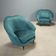 Pair of vintage armchairs in blue fabric and beech, Italy, 1950s