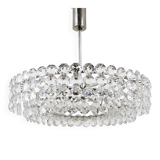 Grand chandelier Bakalowits in nickel and glass with diamond-shaped crystals, 1960s.