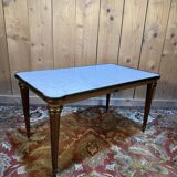 Louis XVI style coffee table in Carrara marble with toupie legs
