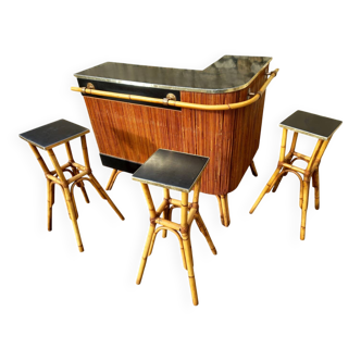 Vintage bar and stools set