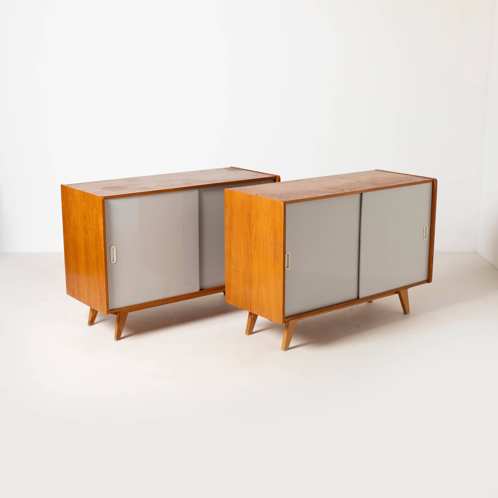 1 of 2 Jiri Jiroutek sideboard with sliding door, Czechoslovakia, 1960s