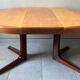 Vintage round Scandinavian table with extendable star center leg