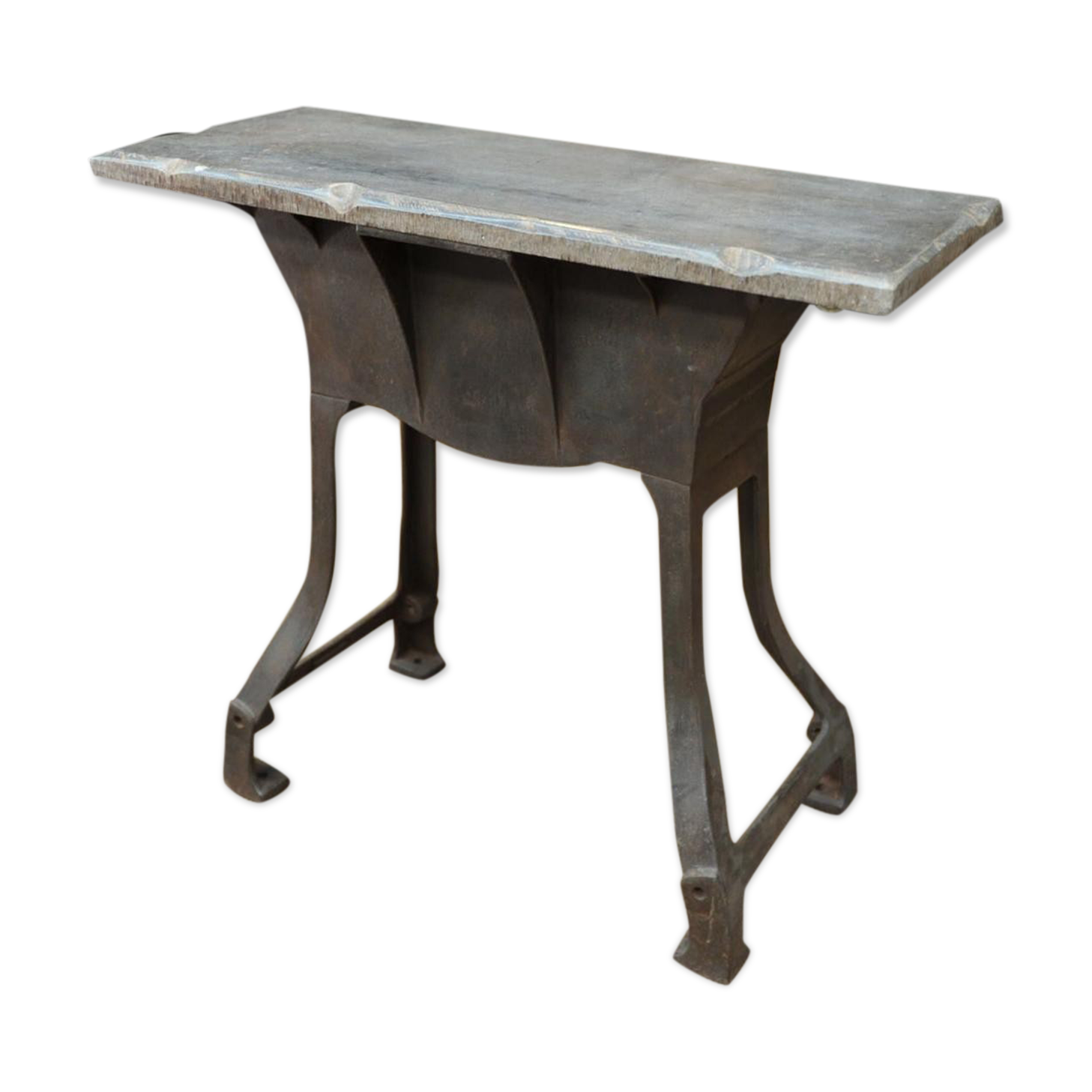 Industrial Console Fonte 1930 blue stone tray